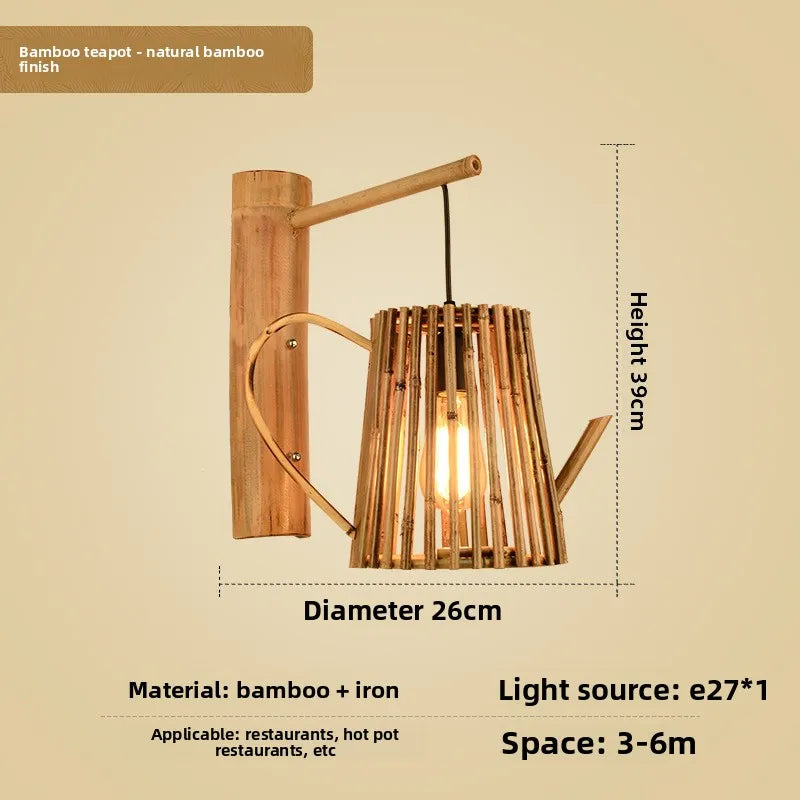 Bamboo Wabi Sabi Wall Pendant Lamp, Zen Ambient Light, 16 Styles Available