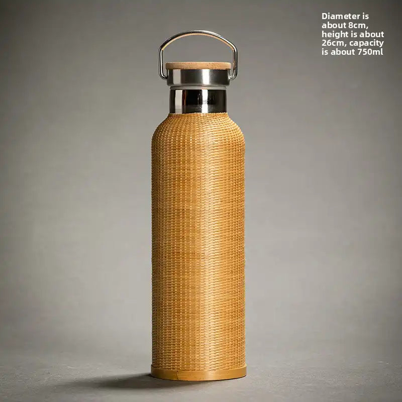 Vintage Bamboo Woven Insulated Travel Mug - 11 Styles Available