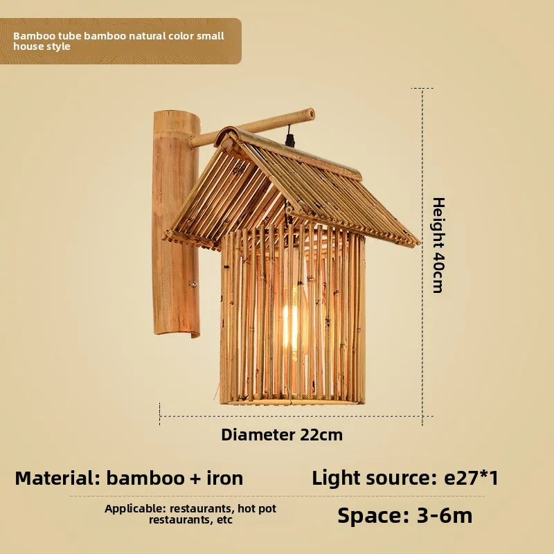 Bamboo Wabi Sabi Wall Pendant Lamp, Zen Ambient Light, 16 Styles Available