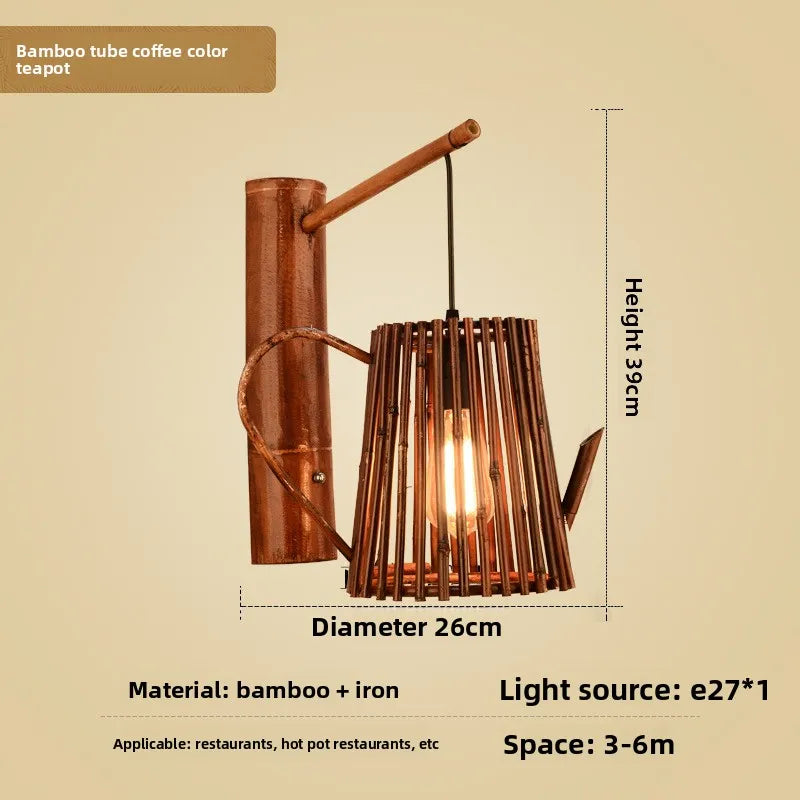 Bamboo Wabi Sabi Wall Pendant Lamp, Zen Ambient Light, 16 Styles Available