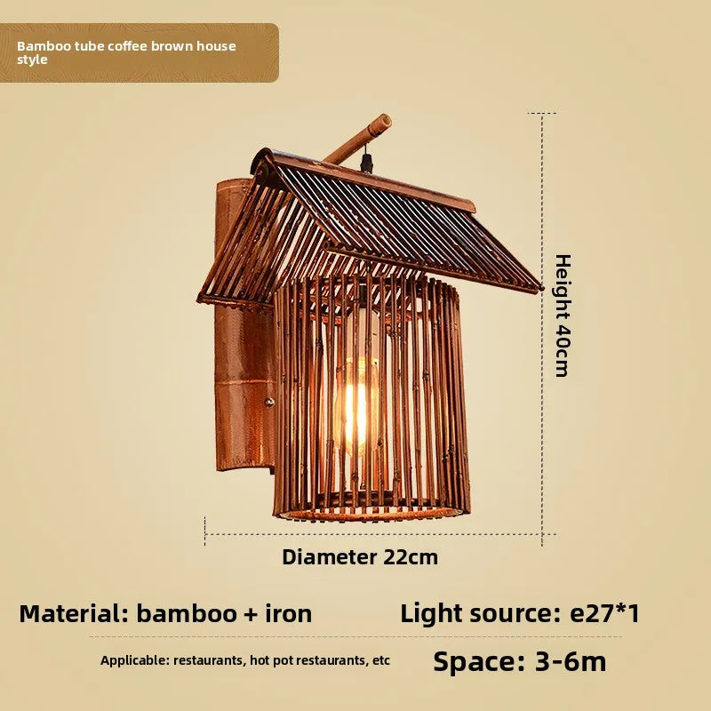 Bamboo Wabi Sabi Wall Pendant Lamp, Zen Ambient Light, 16 Styles Available