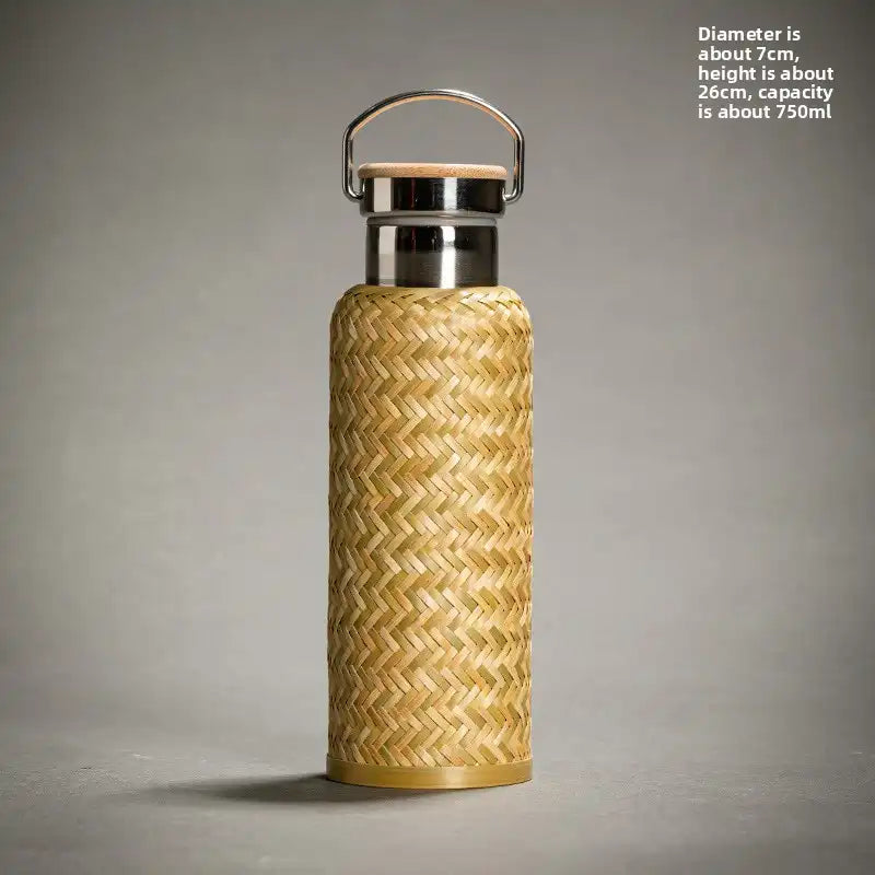 Vintage Bamboo Woven Insulated Travel Mug - 11 Styles Available