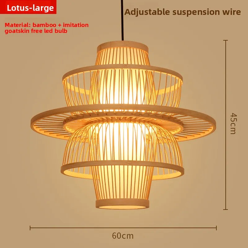 Zen Bamboo Chandelier | 80+ Woven Styles | Home & Commercial Use