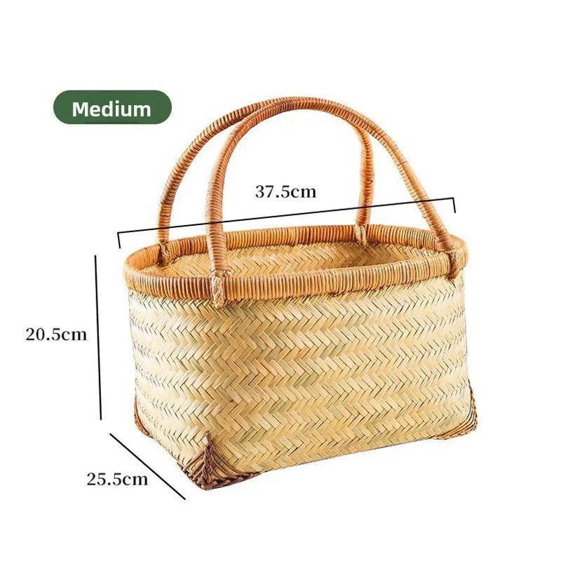 Handwoven Bamboo Shopping Basket – 3 Sizes Available