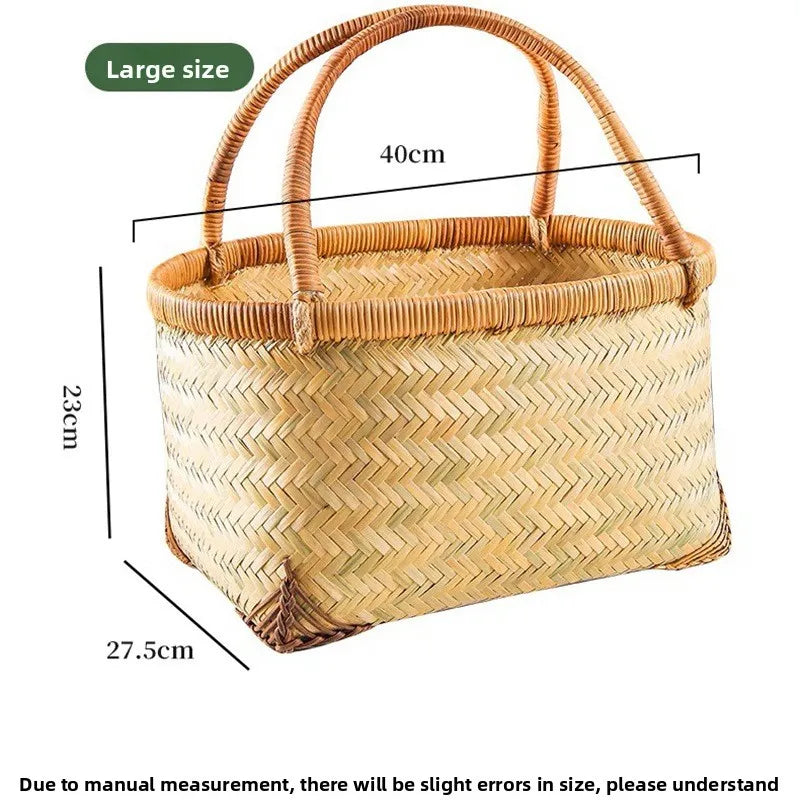 Handwoven Bamboo Shopping Basket – 3 Sizes Available