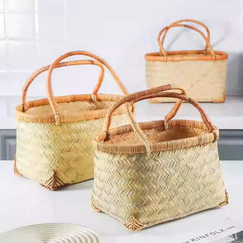 Handwoven Bamboo Shopping Basket – 3 Sizes Available