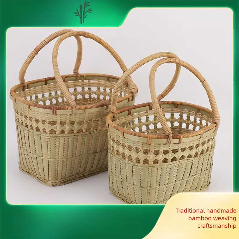 Handwoven Bamboo Shopping Basket