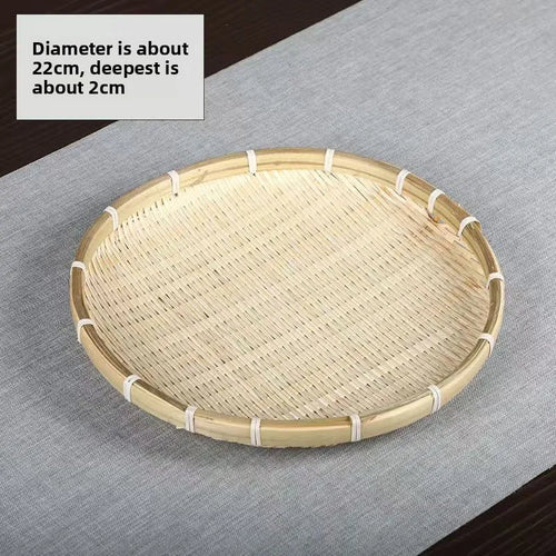 Handwoven Bamboo Drying Basket Natural Fiber Fruit Vegetable Drainer Tray Decor Kitchen Storage Organizer