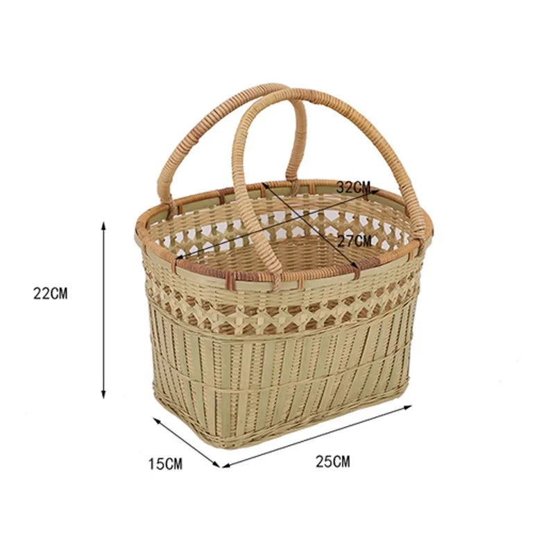 Handwoven Bamboo Shopping Basket