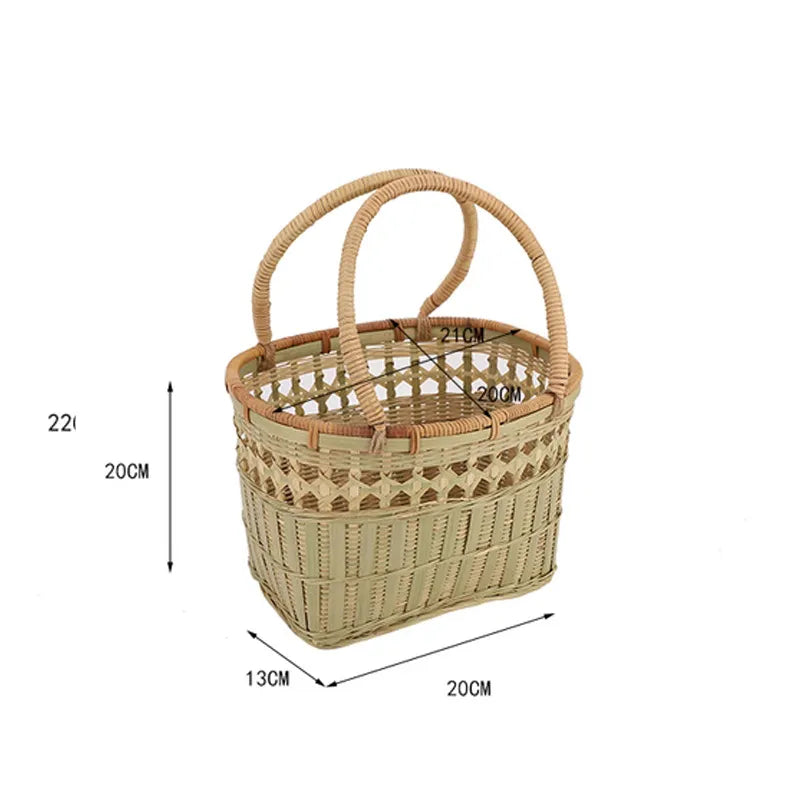 Handwoven Bamboo Shopping Basket